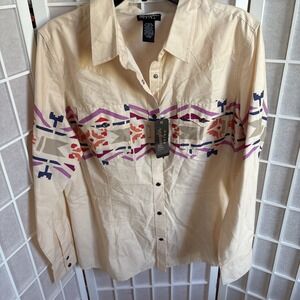 NWT Wrangler Retro Pearl Snap Western Wear Button Down Top - Ladies Shirt -XL